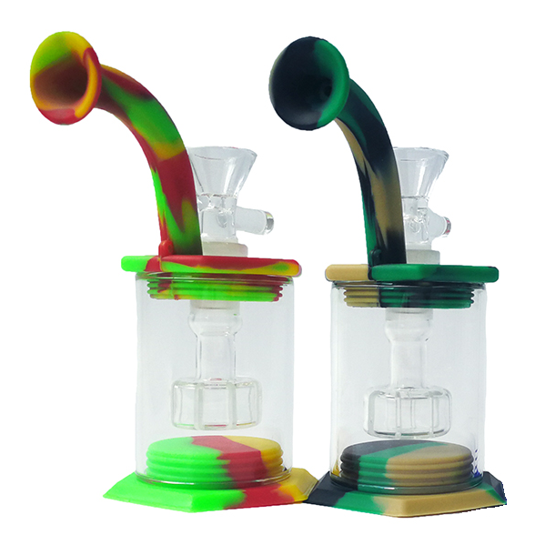 5.5″Silicone Bong w/ Shower Perc w/ Glass Bowl